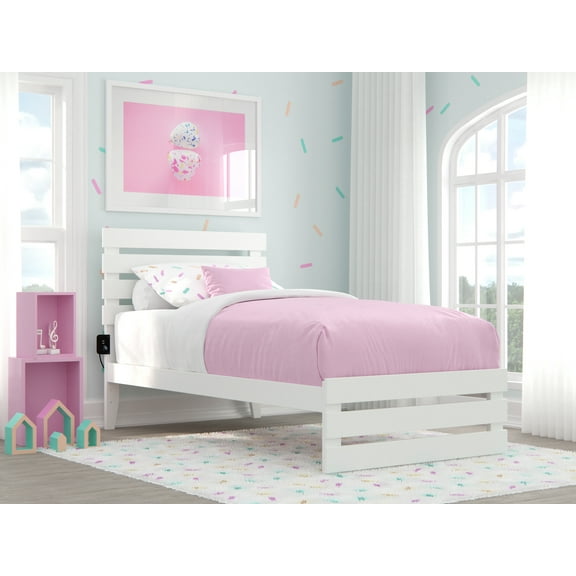 Oxford Twin Bed with Footboard in White with USB Turbo Charger