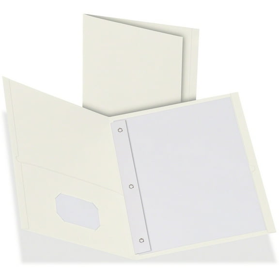 Oxford Twin Pocket 3-hole Fastener Folders, White, 25 / Box (Quantity)