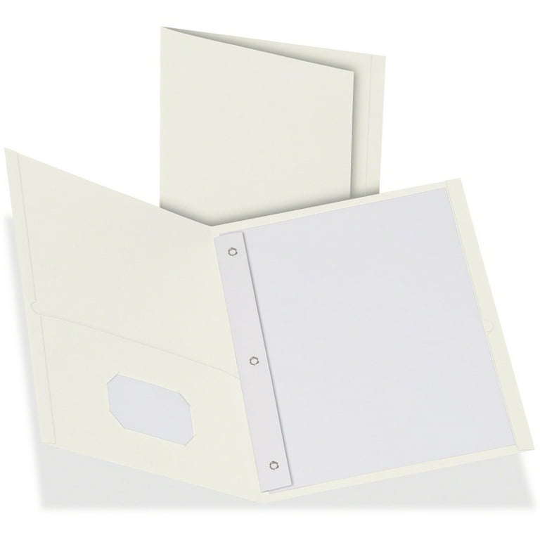 Oxford Twin Pocket 3-hole Fastener Folders, White, 25 / Box