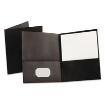 Oxford Twin-Pocket Folder, Embossed Leather Grain Paper, 0.5" Capacity, 11 x 8.5, Black, 25/Box