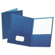 Oxford Twin-Pocket Folder, Embossed Leather Grain Paper, 0.5" Capacity, 11 x 8.5, Blue, 25/Box
