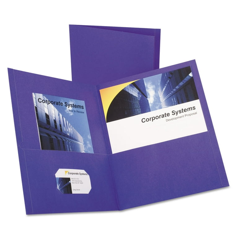 Twin-Pocket Folder, Embossed Leather Grain Paper, 0.5 Twin-Pocket Folder, Embossed Leather Grain Paper, 0.5