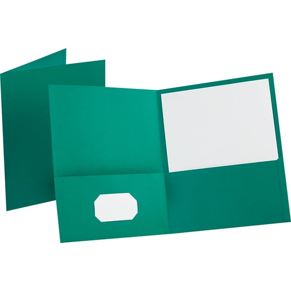 Oxford Twin-Pocket Folder, Embossed Leather Grain Paper, 0.5" Capacity, 11 x 8.5, Teal, 25/Box
