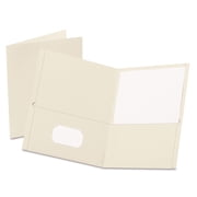 Oxford Twin-Pocket Folder, Embossed Leather Grain Paper, 0.5" Capacity, 11 x 8.5, White, 25/Box
