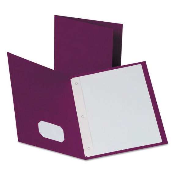 Oxford Twin-Pocket Folders with 3 Fasteners, 0.5" Capacity, 11 x 8.5, Burgundy, 25/Box, Each