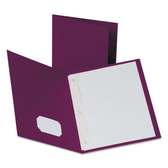 Oxford Twin-Pocket Folders with 3 Fasteners, Letter, 1/2" Capacity, Burgundy, 25/Box (57757)