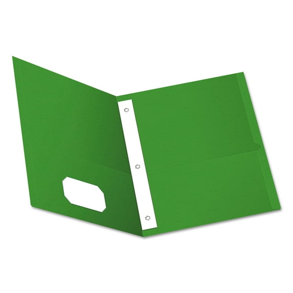 Oxford Twin-Pocket Folders with 3 Fasteners, Letter, 1/2" Capacity, Green, 25/Box (57703)