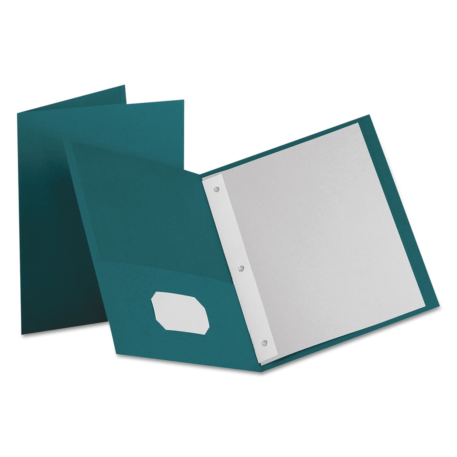 Oxford Twin-Pocket Folders with 3 Fasteners, Letter, 1/2" Capacity, Teal, 25/Box (57755)