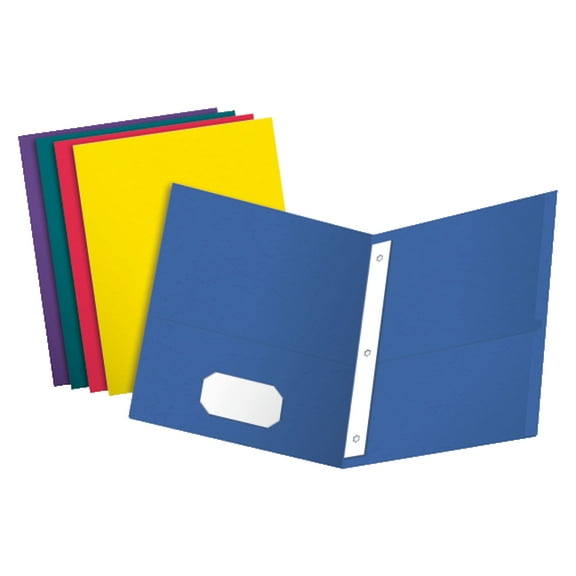 Oxford Twin Pocket Folders with Fasteners, Letter Size, Assorted Colors, Box of 25