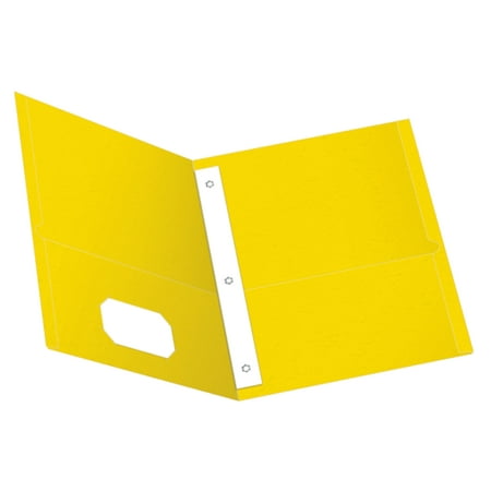 Oxford Twin Pocket Folders with Fasteners, Letter Size, Yellow, Box of 25