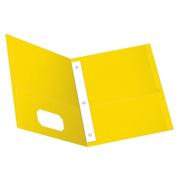 Oxford Twin Pocket Folders with Fasteners, Letter Size, Yellow, Box of 25