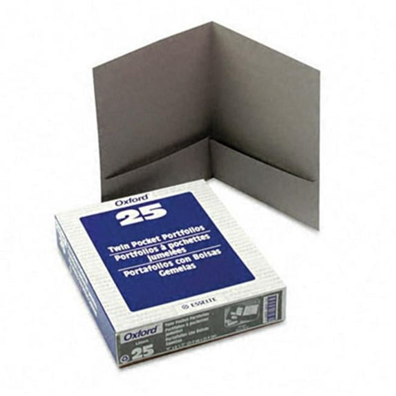 Oxford Twin-Pocket Linen Paper Portfolio- Gray