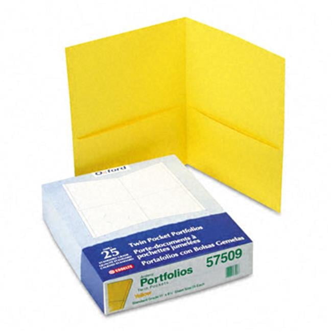 Oxford  Twin-Pocket Portfolio- Embossed Leather Grain Paper- Yellow