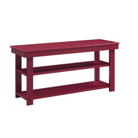 Oxford Utility Mudroom Bench, Cranberry Red - 35 x 12 x 17 in.