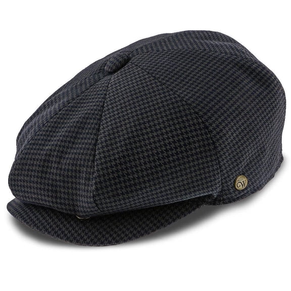 Walrus Hats Oxford Navy Green Newsboy Cap – Classic 8 Panel Houndstooth Design, Polyester Fabric, Double Snap Brim, Grosgrain Sweatband, Lined Ivy Hat for Men
