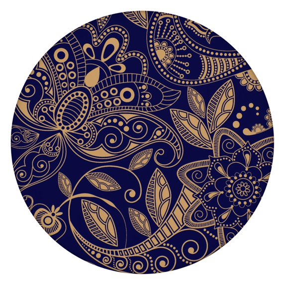 Oxford Waterproof Tablecloth 45–52 Inch, Fitted Round Table Cover with Elastic Edge, Paisley Design, Wipeable Surface