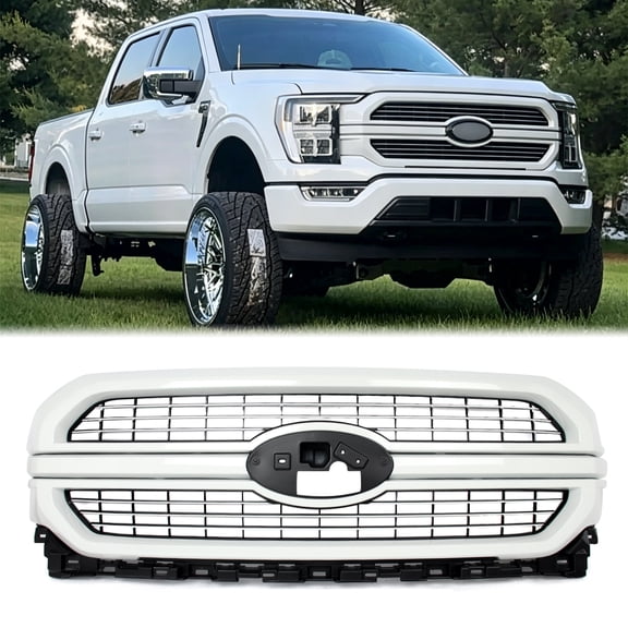Oxford White Front Bumper Grille For 2021 2022 2023 Ford F150 F-150 LIMITED