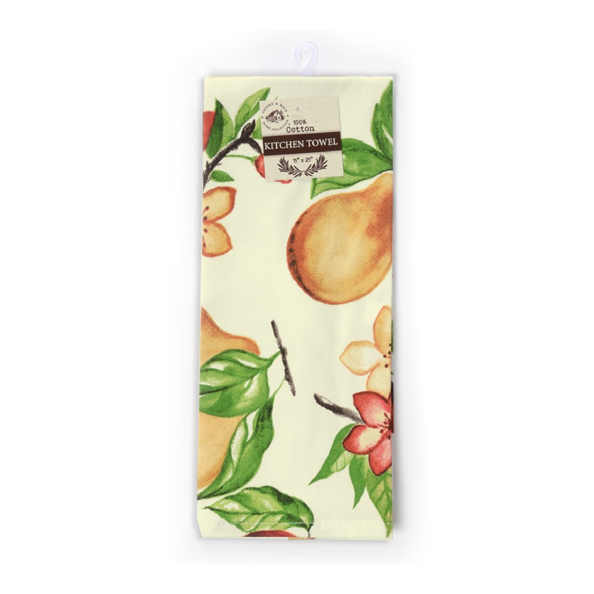 Oxford and Main 100% Premium Cotton Kitchen Towel, Farmhouse Dish Towel, 15" x 25", Apples & Pears