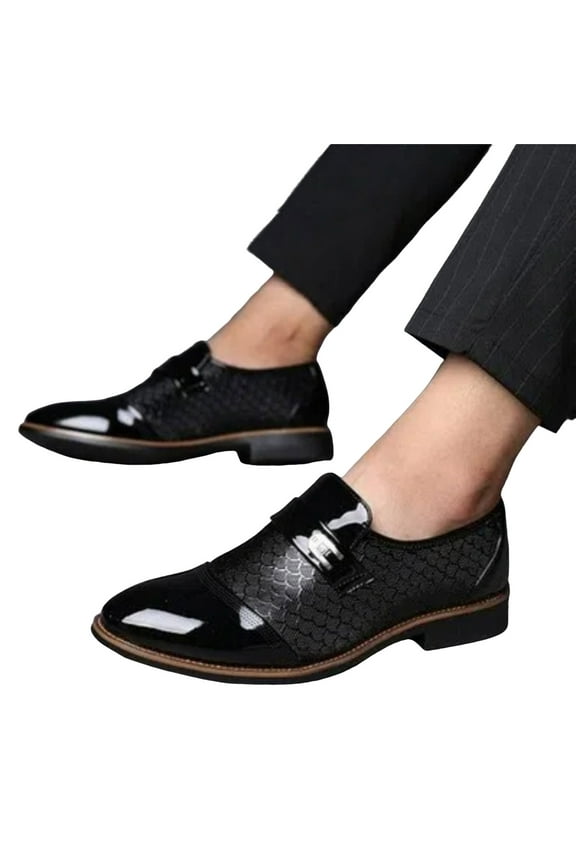 Oxfords Dress Shoes for Men Classic Business Formal Leather Pointed Toe Wingtip Tuxedo Slip on Dressy Oxford