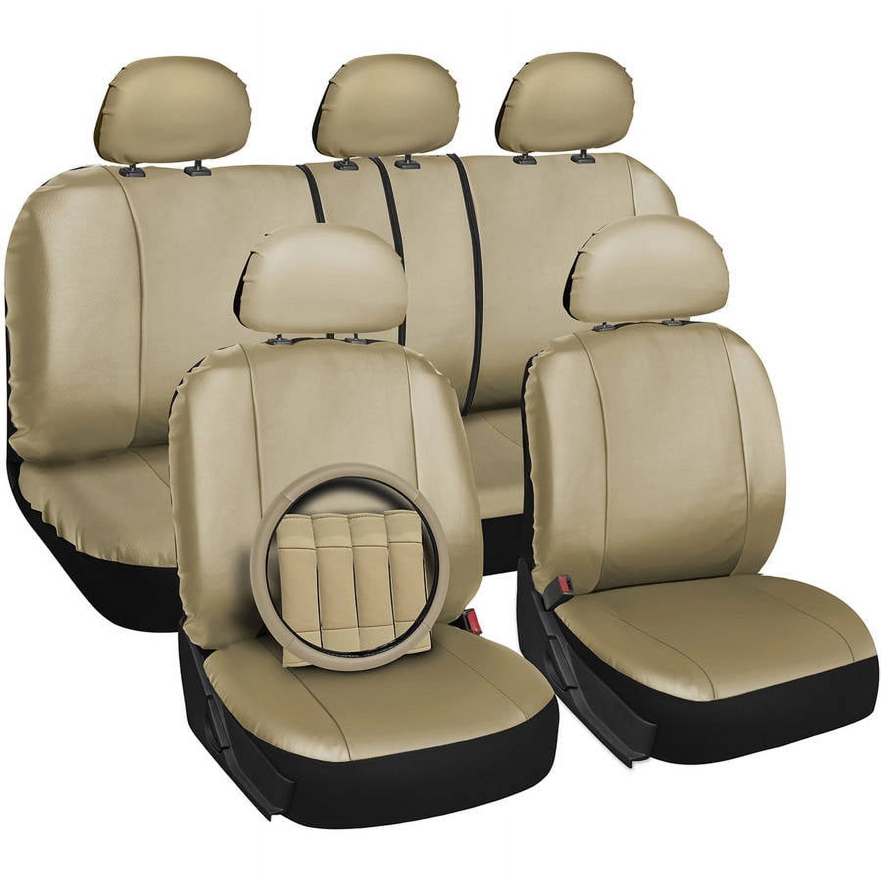 Oxgord Car Seat Cover Flat Cloth Mesh Set Universal Fit Beige (10 Piece