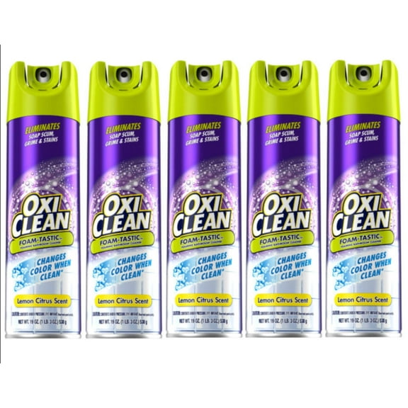OxiClean Foam-Tastic Foaming Bathroom Cleaner, Citrus Scent, Eliminates Soap Scum, Grime and Stains, 19 oz Spray Can - 5 Pack