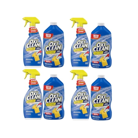 OxiClean Laundry Stain Remover Bundle Pack: 21.5 oz. Spray Bottle + 56 oz. Refill - Pack of 4