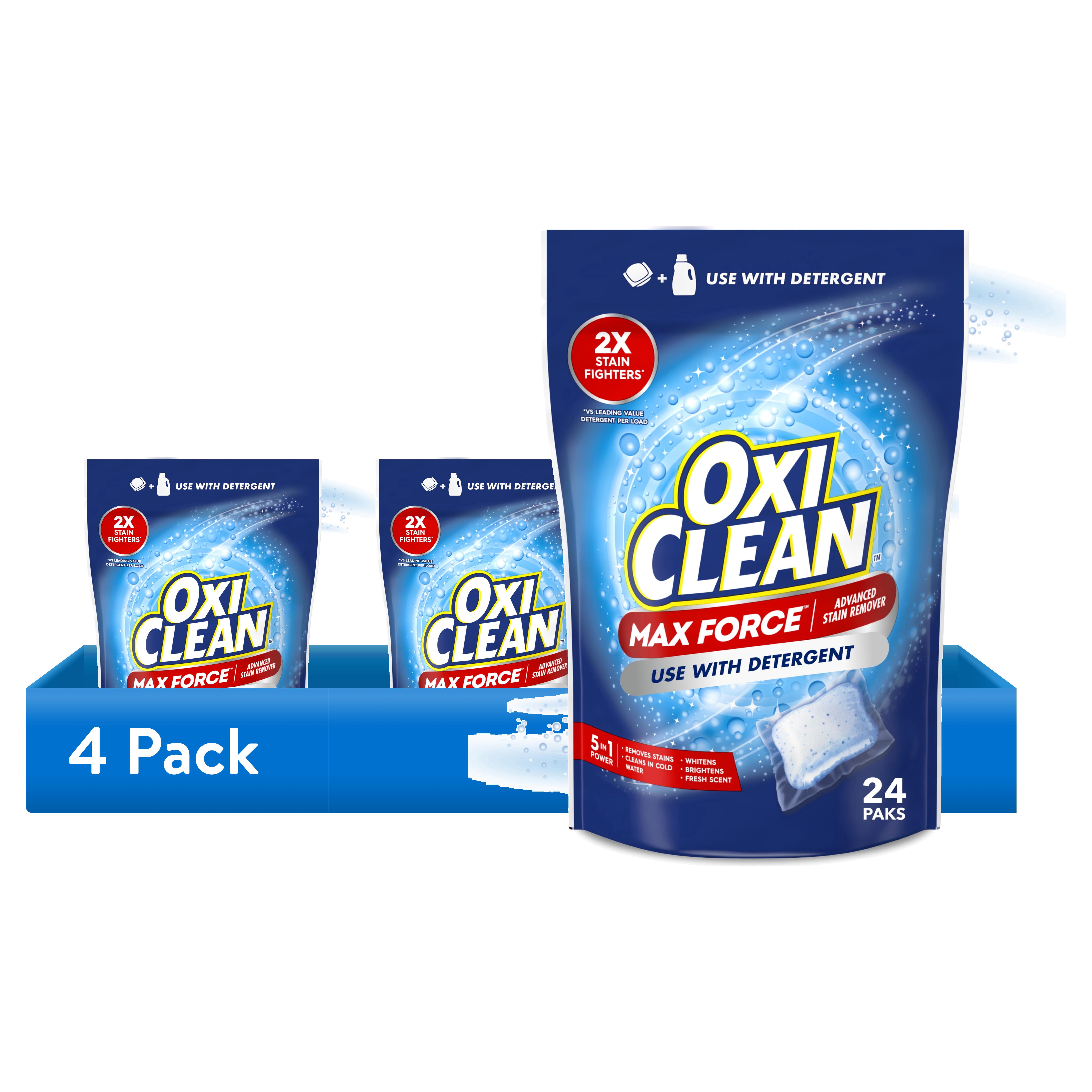 (4 pack) OxiClean Max Force Advanced Stain Remover Power Paks, Gentle Color-Safe Stain Treater, 24 Count