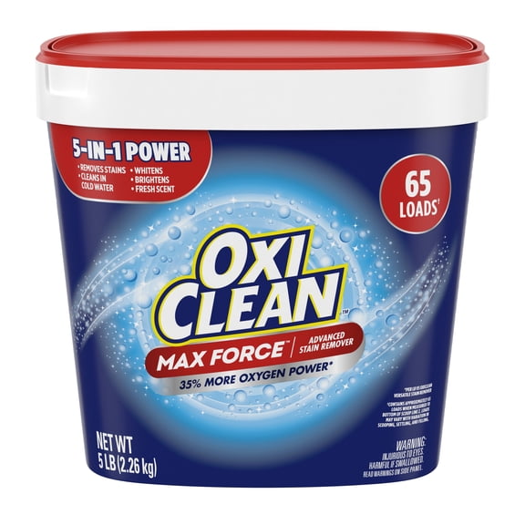 OxiClean Max Force Advanced Stain Remover Powder Gentle Color-Safe In-Wash Stain Treater, 5 lb