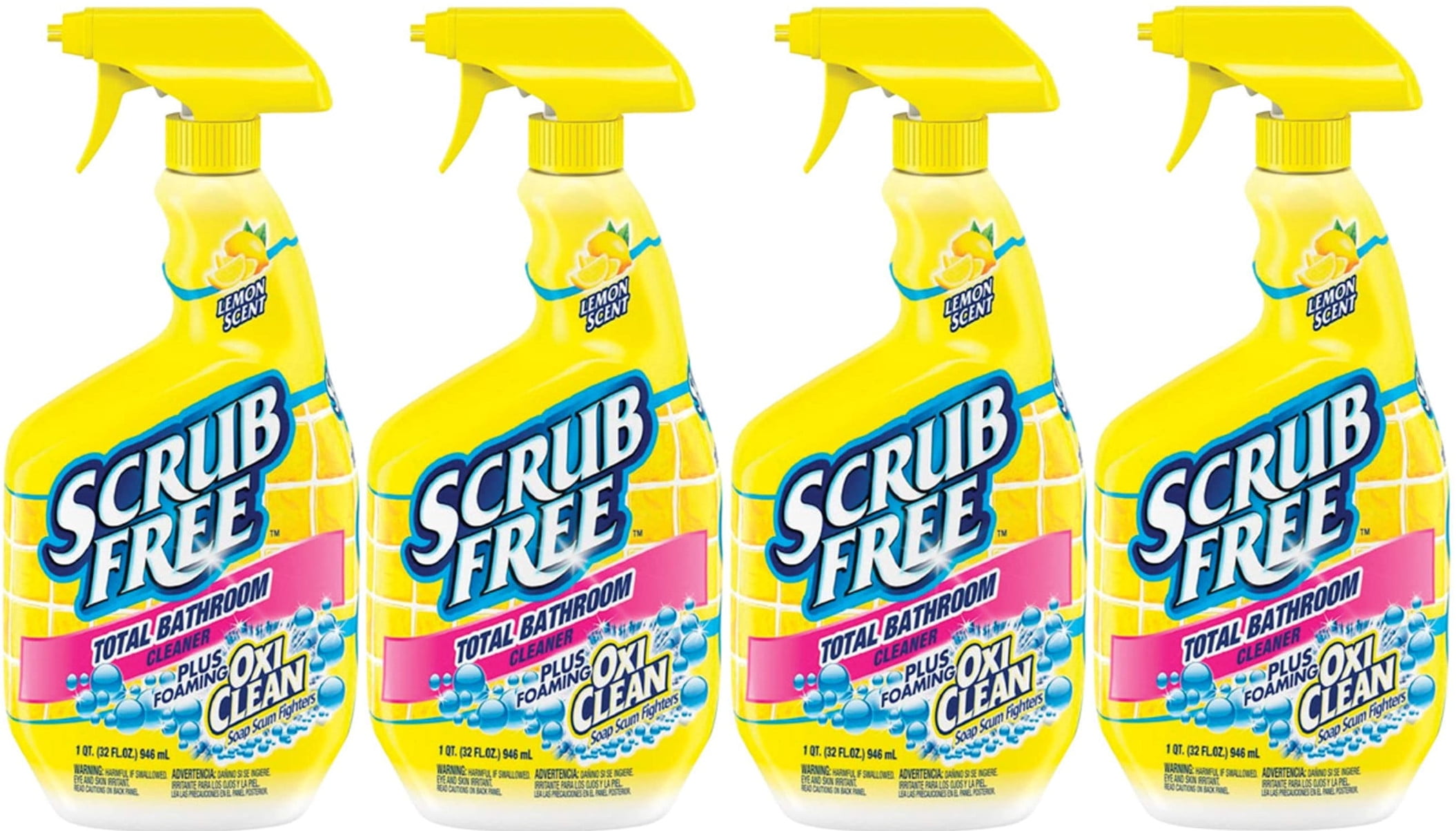 OxiClean Scrub Free Lemon Scented Bathroom Cleaner, 32 oz (4 Pack