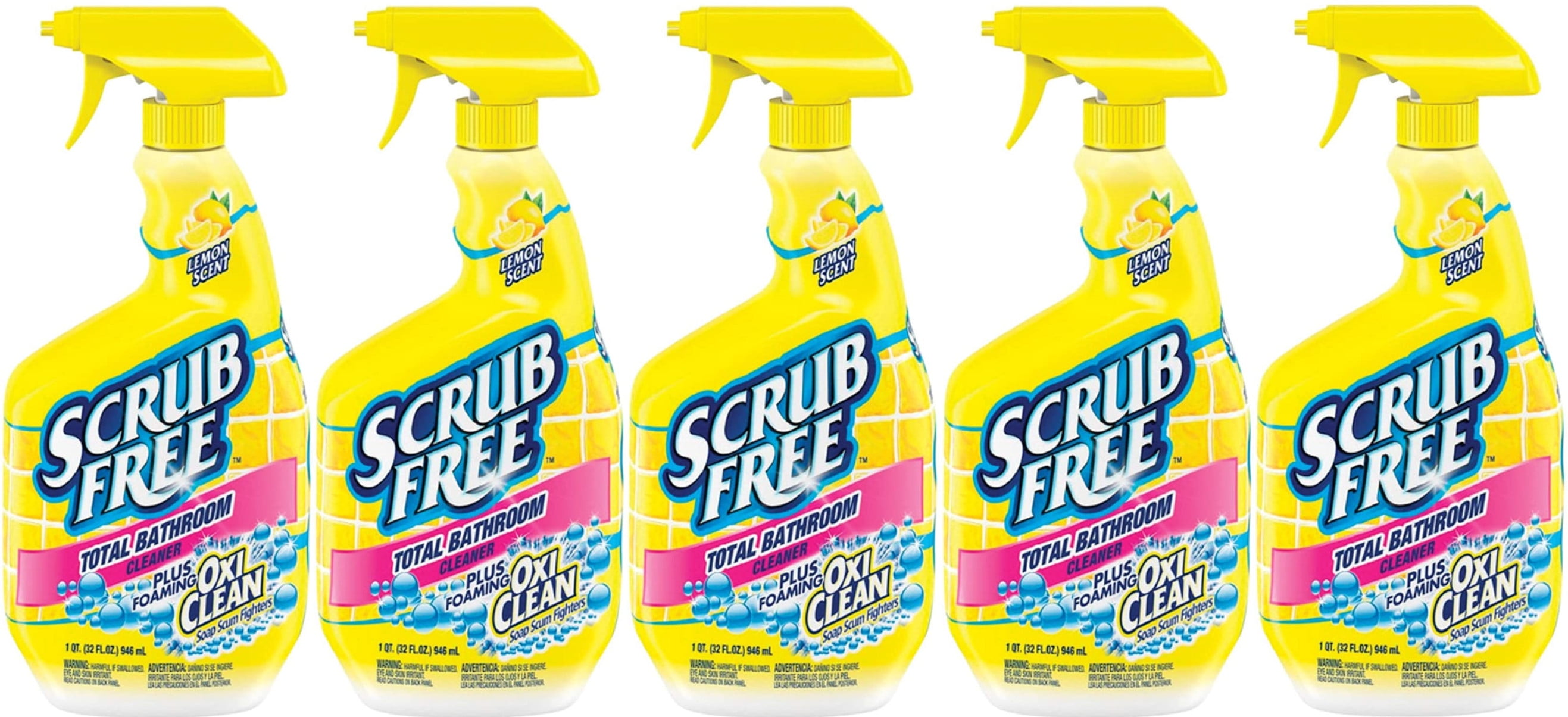OxiClean Scrub Free Lemon Scented Bathroom Cleaner, 32 oz (5 Pack