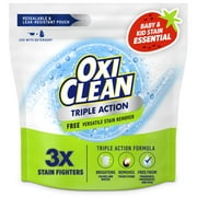 OxiClean Triple Action Free Versatile Stain Remover Powder, To Use with Detergent, 4 lbs
