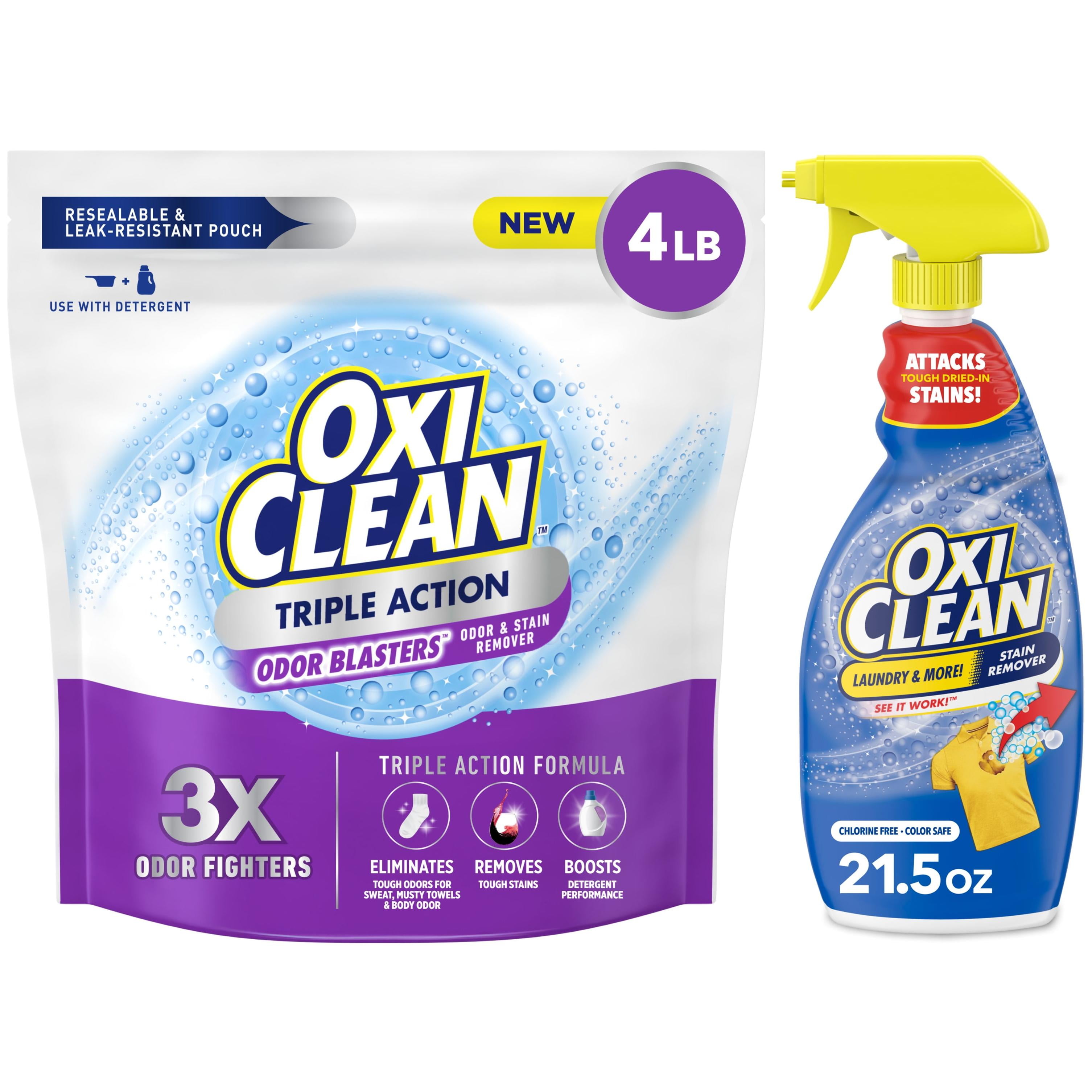 OxiClean Triple Action Odor Blasters Powder & Laundry Stain Spray Bundle