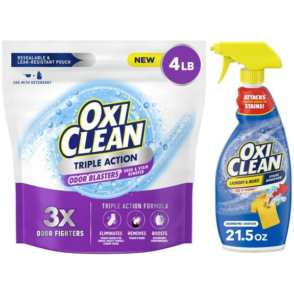 OxiClean Triple Action Odor Blasters Powder & Laundry Stain Spray Bundle