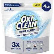 OxiClean Triple Action White Revive Laundry Whitener and Stain Remover Powder, 4 lbs