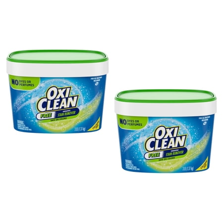OxiClean Free Versatile Stain Remover Powder 3 lb Laundry Stain Remover No Dyes No Perfumes Safe on Colors (Pack of 2)
