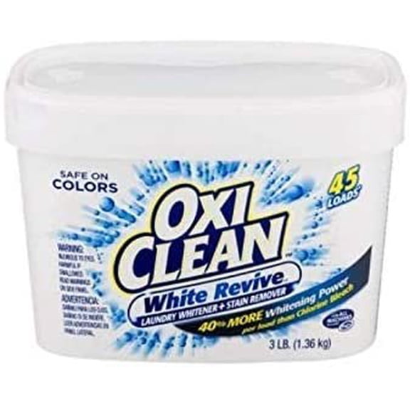 OxiClean White Revive Laundry Whitener and Stain Remover Powder, Alternative to Bleach for Laundry, 3 lb