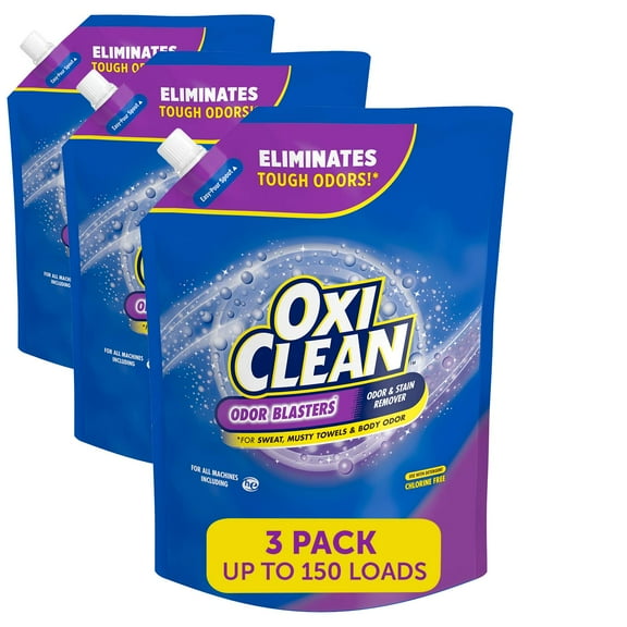 Oxiclean Odor Blasters Odor & Stain Remover Laundry Booster Easy-Pour Pouch, Pack Of Three 50Oz Pouches