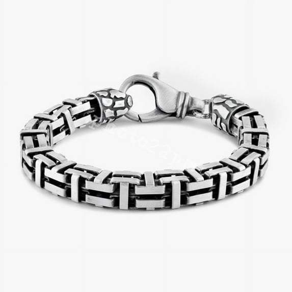 Oxidized 925 Sterling Silver Byzantine Bracelet 9mm Made in Italy 8" Jewelry Female Unisex