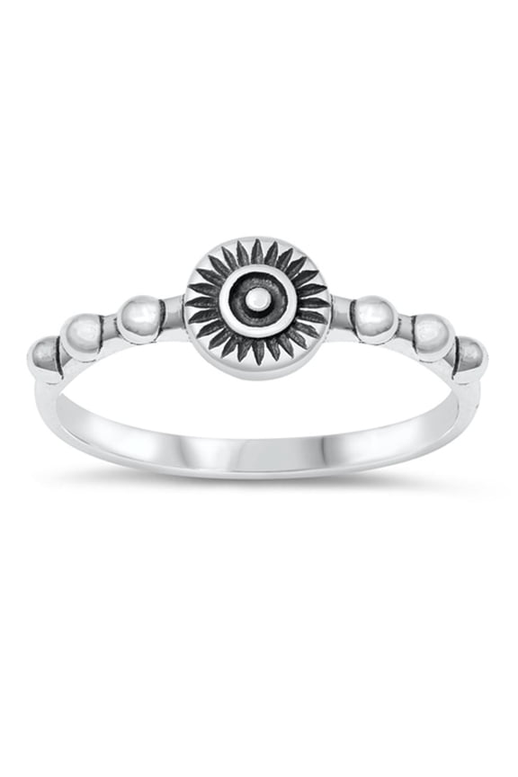 Oxidized Aztec Sun Burst Primal Ring .925 Sterling Silver Band Jewelry Female Male Unisex Size 5