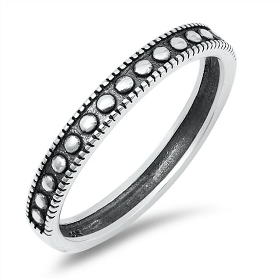 Oxidized Bali Bead Stacking Wedding Ring 925 Sterling Silver Band Jewelry Female Male Unisex Size 6