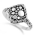 thumbnail image 1 of Oxidized Bead Square Nugget Sun Moon Ring .925 Sterling Silver Band Jewelry Female Male Size 9, 1 of 4