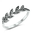 thumbnail image 1 of Oxidized Boho Leaf Bead Nature Plant Ring .925 Sterling Silver Band Jewelry Female Male Size 6, 1 of 4
