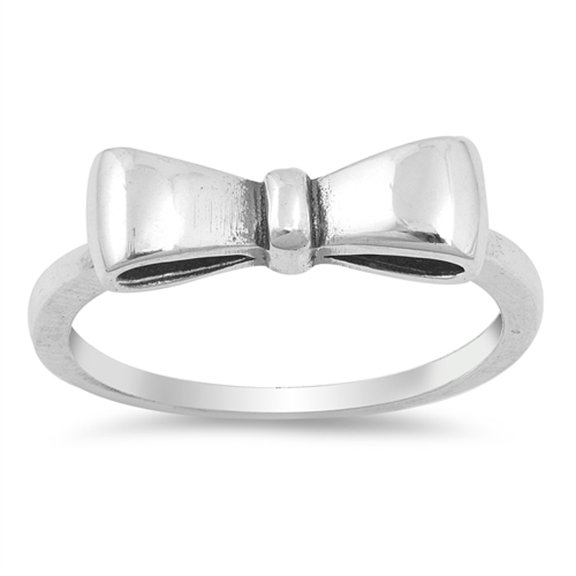 Oxidized Bow Ribbon Gift Knot Ring .925 Sterling Silver Band Jewelry Female Male Unisex Size 7