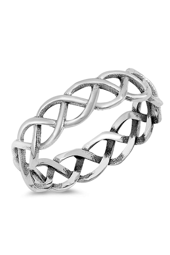 Oxidized Braided Criss Cross Eternity Knot Ring Sterling Silver Band 925 Jewelry Female Male Size 8