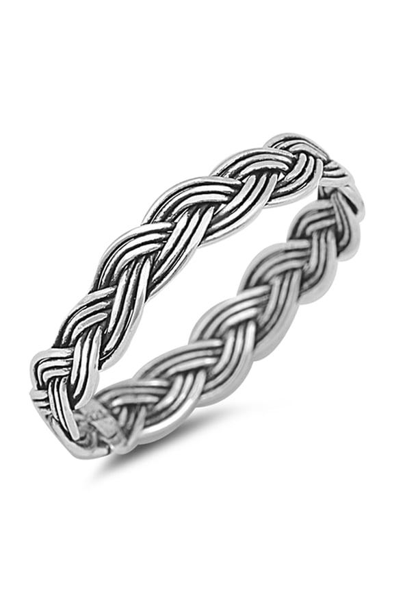 Oxidized Braided Rope Wedding Ring .925 Sterling Silver Knot Band Jewelry Female Male Unisex Size 3