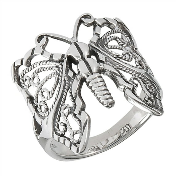 Oxidized Butterfly Filigree Rope Wings Ring .925 Sterling Silver Band Jewelry Female Male Size 9