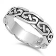 thumbnail image 1 of Oxidized Celtic Criss Cross Tribal Eternity Ring Sterling Silver Band 925 Jewelry Female Male Size 5, 1 of 4