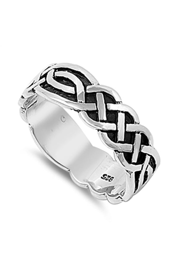 Oxidized Celtic Endless Infinity Knot Wide Ring Sterling Silver Band 925 Jewelry Female Male Size 5