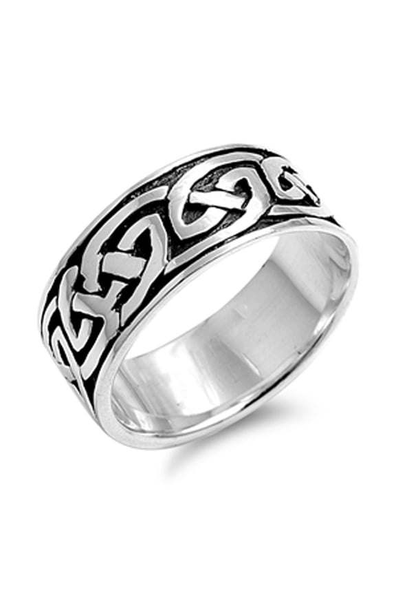 Oxidized Celtic Endless Knot Wedding Ring .925 Sterling Silver Band Jewelry Female Male Size 10
