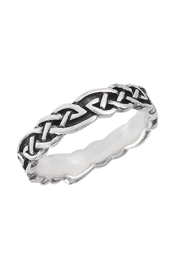 Oxidized Celtic Eternity Knot Ring .925 Sterling Silver Band Jewelry Female Male Unisex Size 7